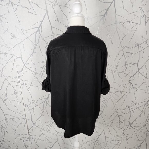 Lola River Black 100% Tencel Button Front Shirt - Picture 3 of 5